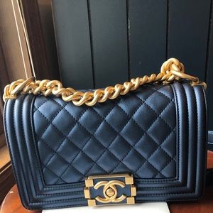 ❌SOLD❌Chanel Small Boy Calfskin in metallic blue